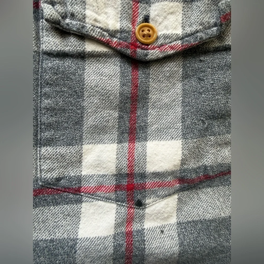 J.Crew Slim Fit Flannel Shirt Men’s XL | Gray Red Plaid Button-Down